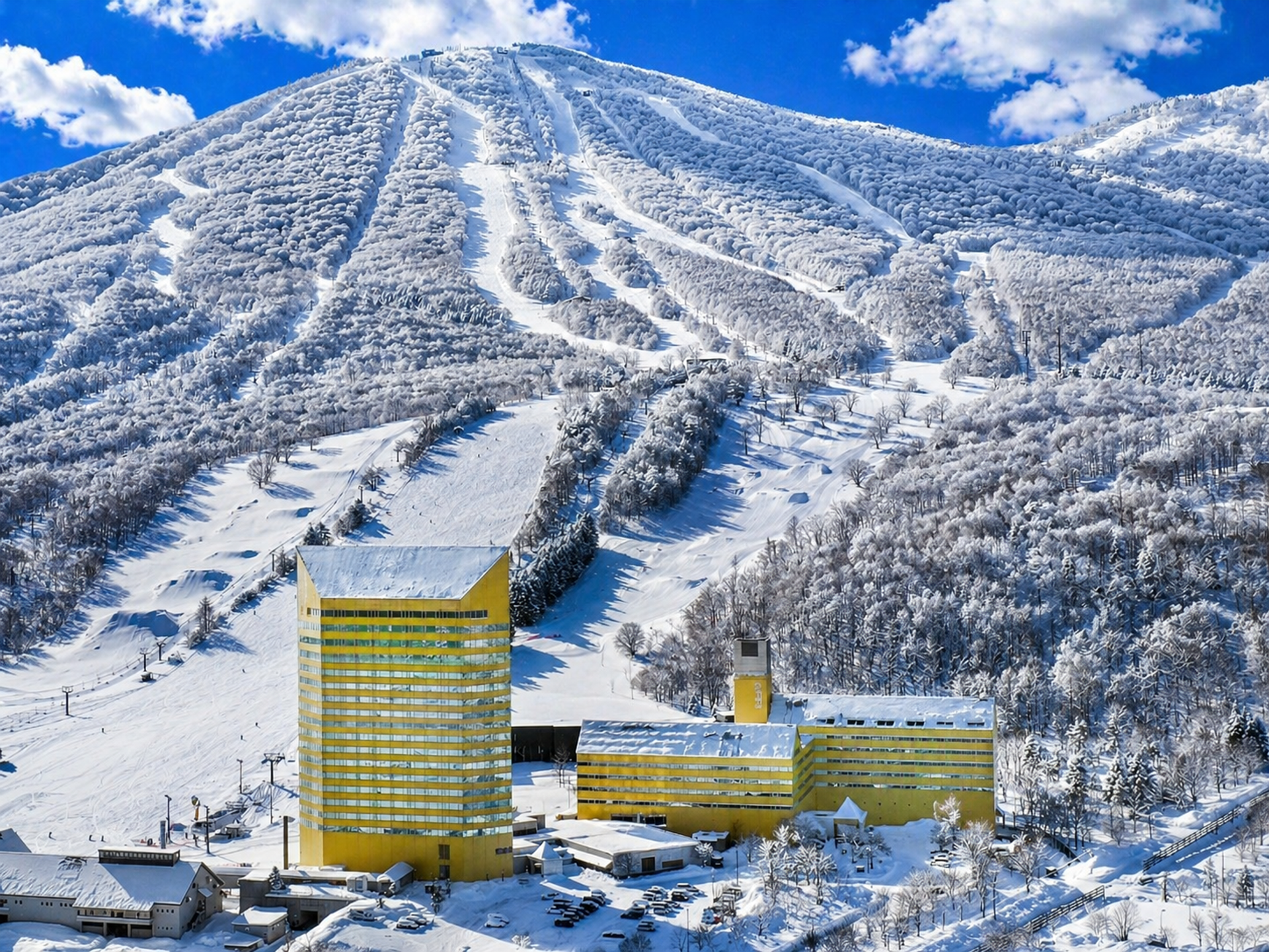 Appi Kogen  on a beautiful day with fresh Japow
