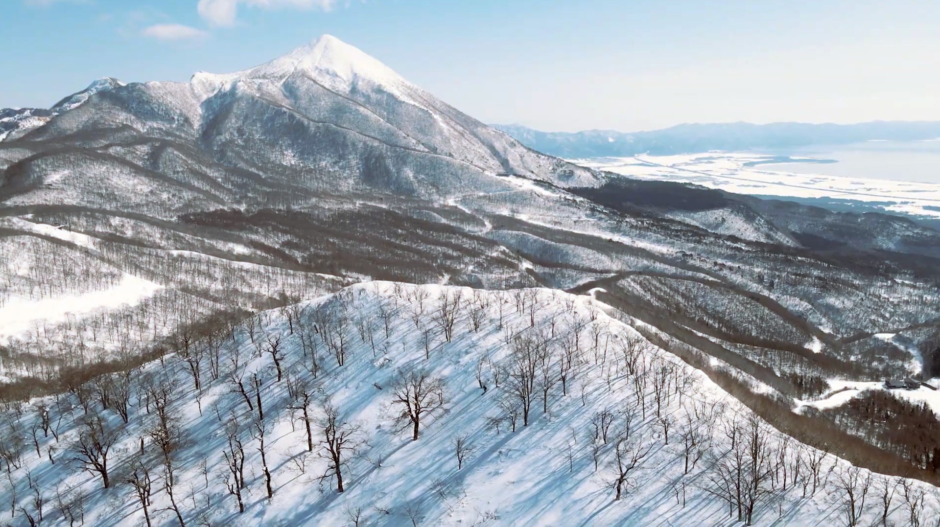 View of Aizu country from above in winter
