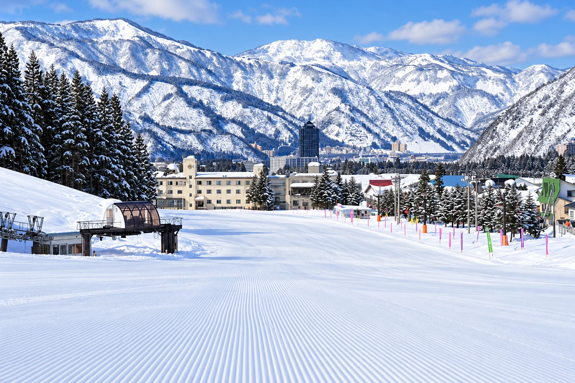 freshly groomed run at Yuzawa Park
