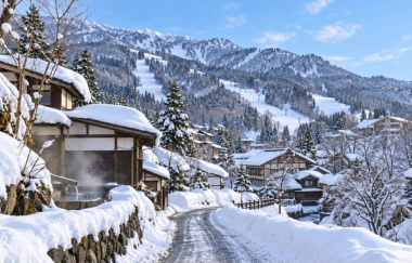 Myoko Kogen village covered in snow