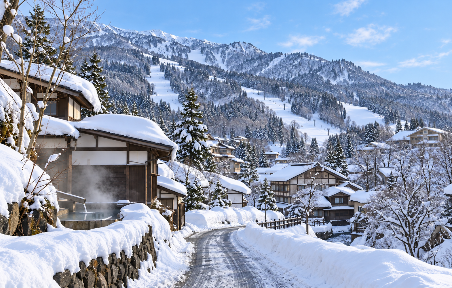 Myoko Kogen village covered in snow