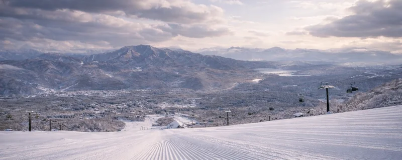 Freshly groomed ski run at Ikenotaira Onsen