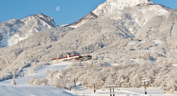 Resort and mountain views at Myoko Kogen