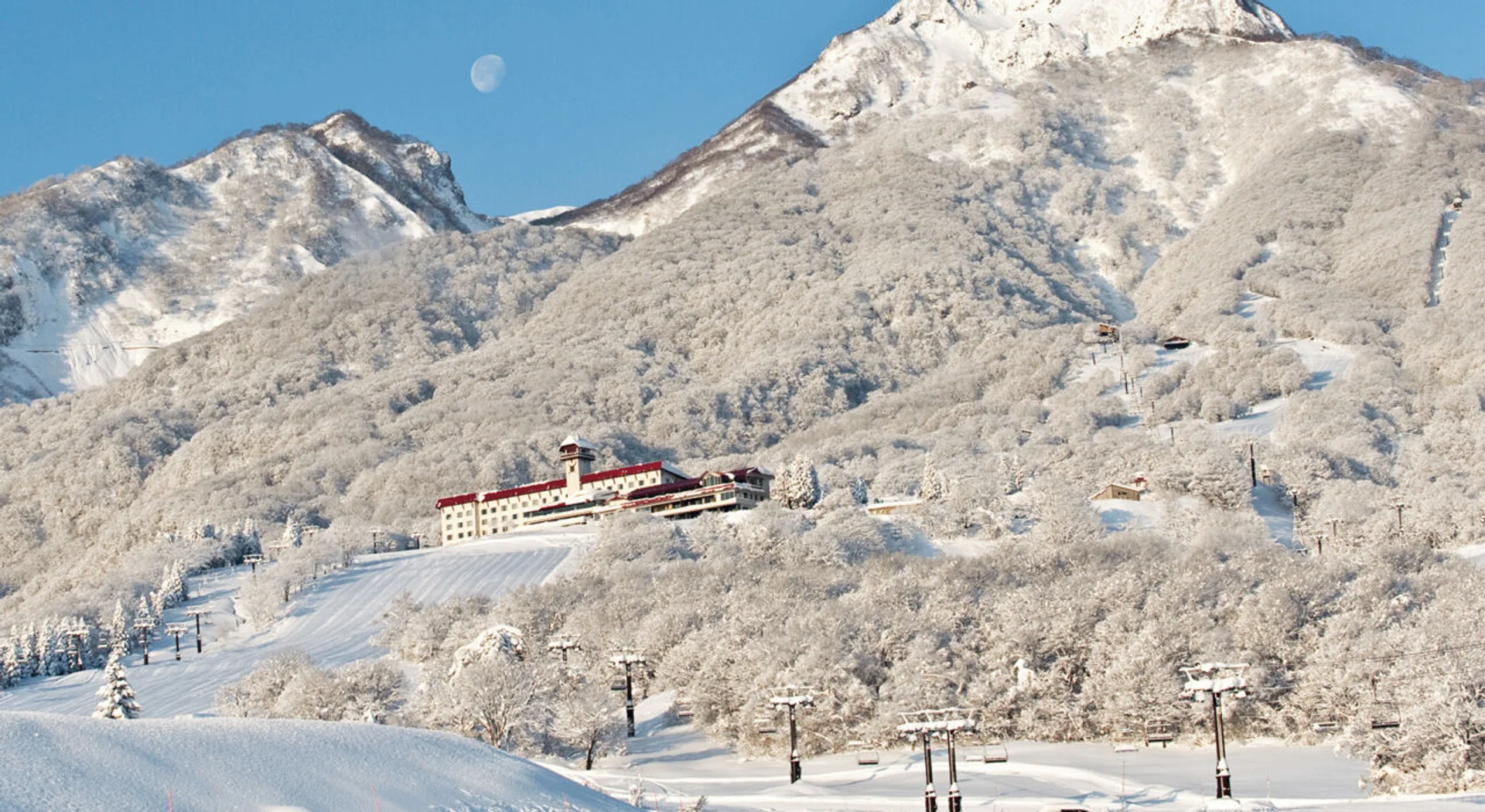 Resort and mountain views at Myoko Kogen