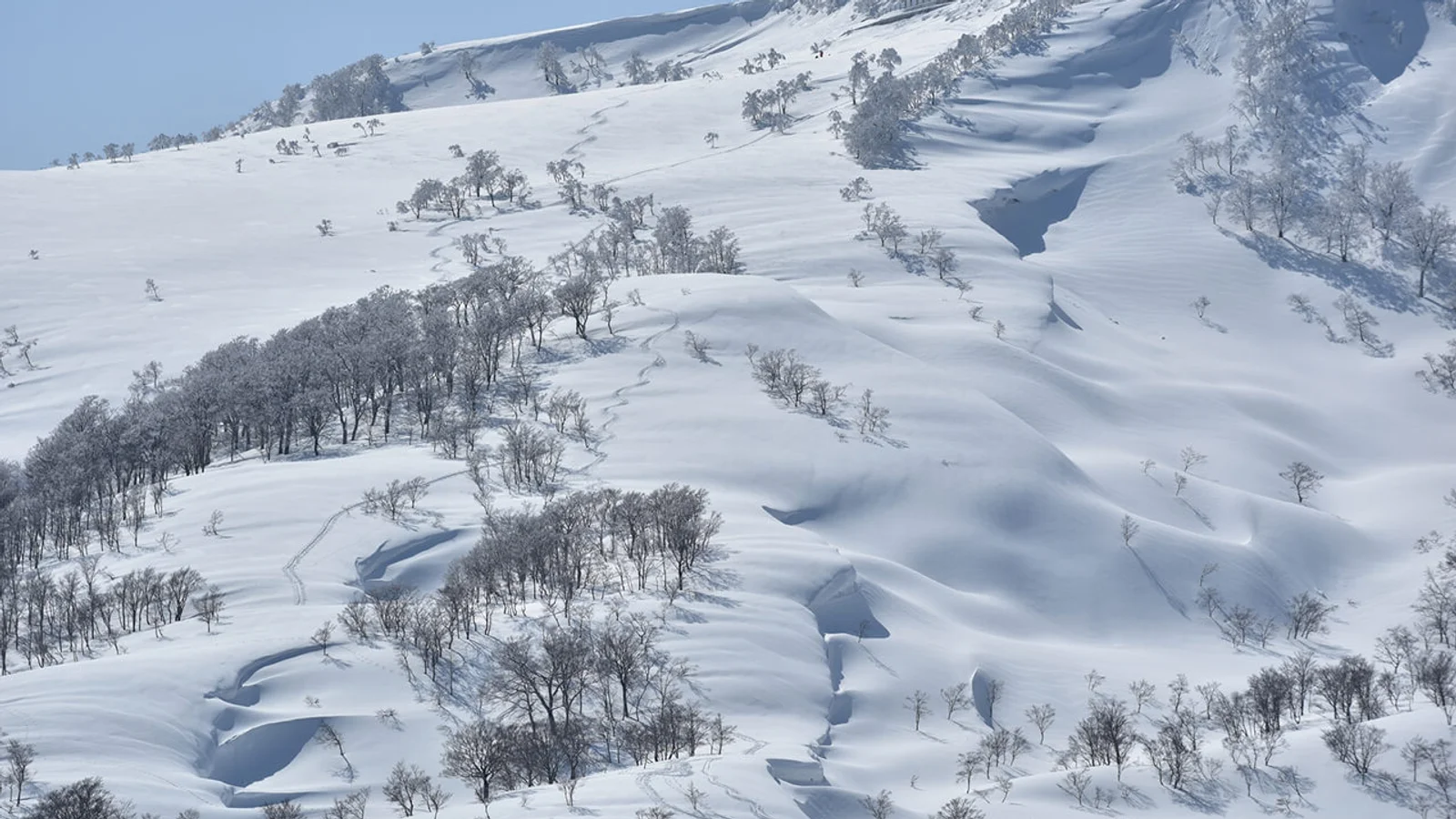 Gassan mountain covered in fresh snow