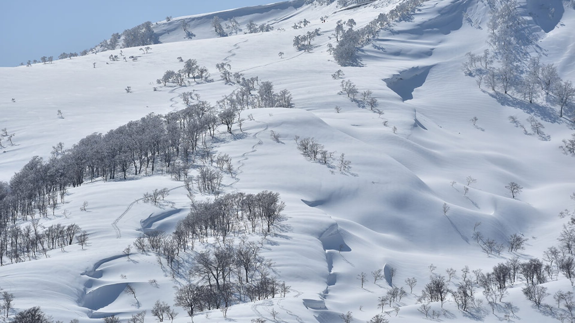 Gassan mountain covered in fresh snow