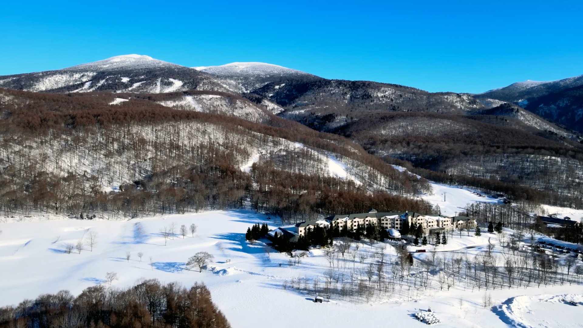 Grandeco Ski Resort from above on a nice day