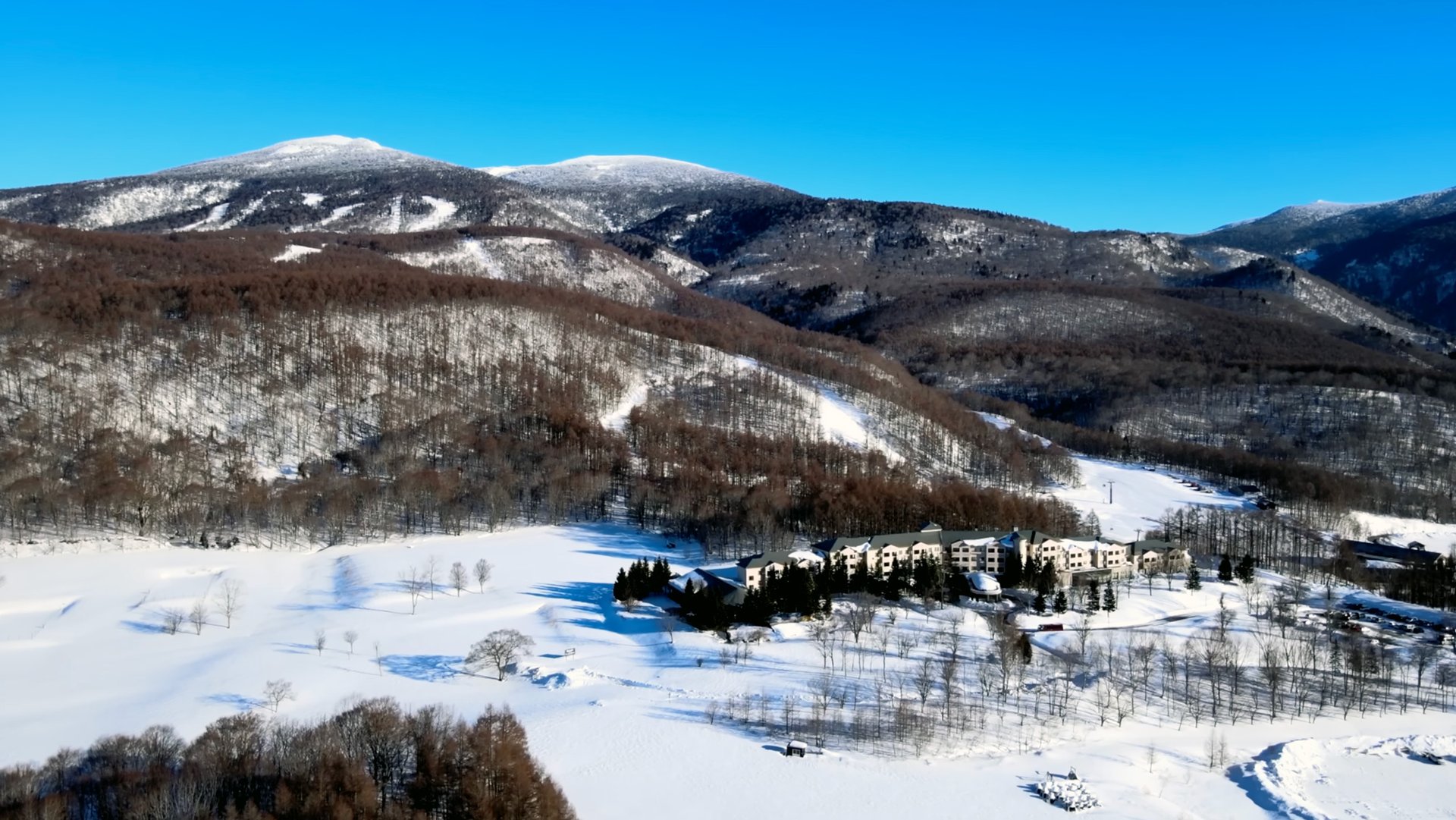Grandeco Ski Resort from above on a nice day