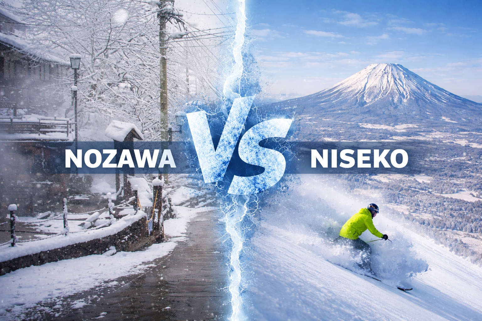 Nozawa vs Niseko graphic