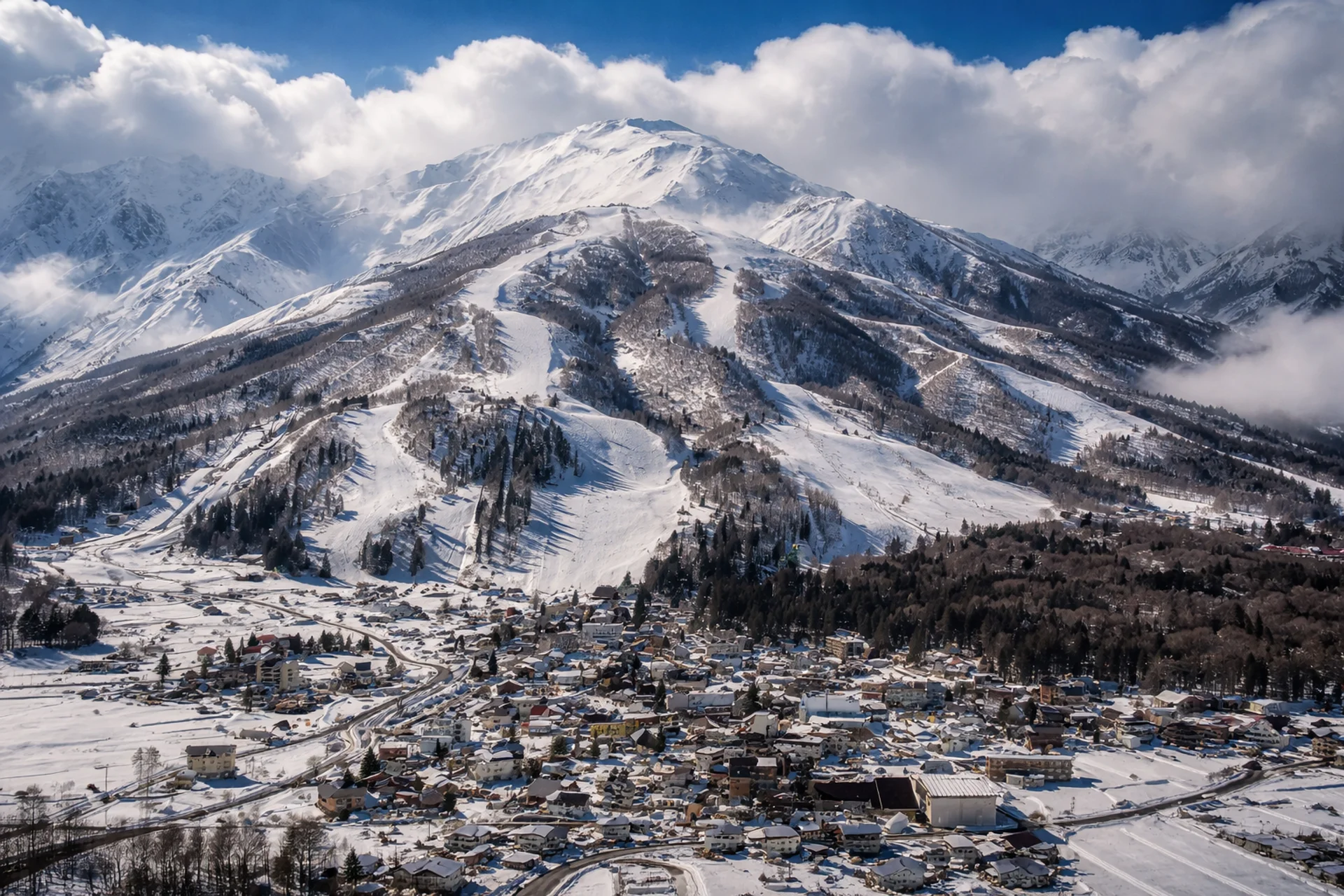 Happo One mountain and village view