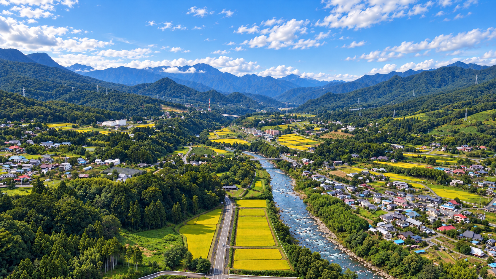 River winding through Minakami