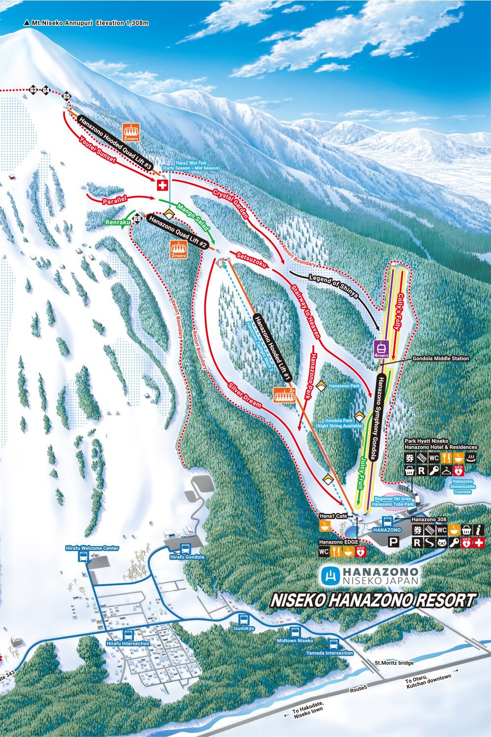 Hanazono ski map