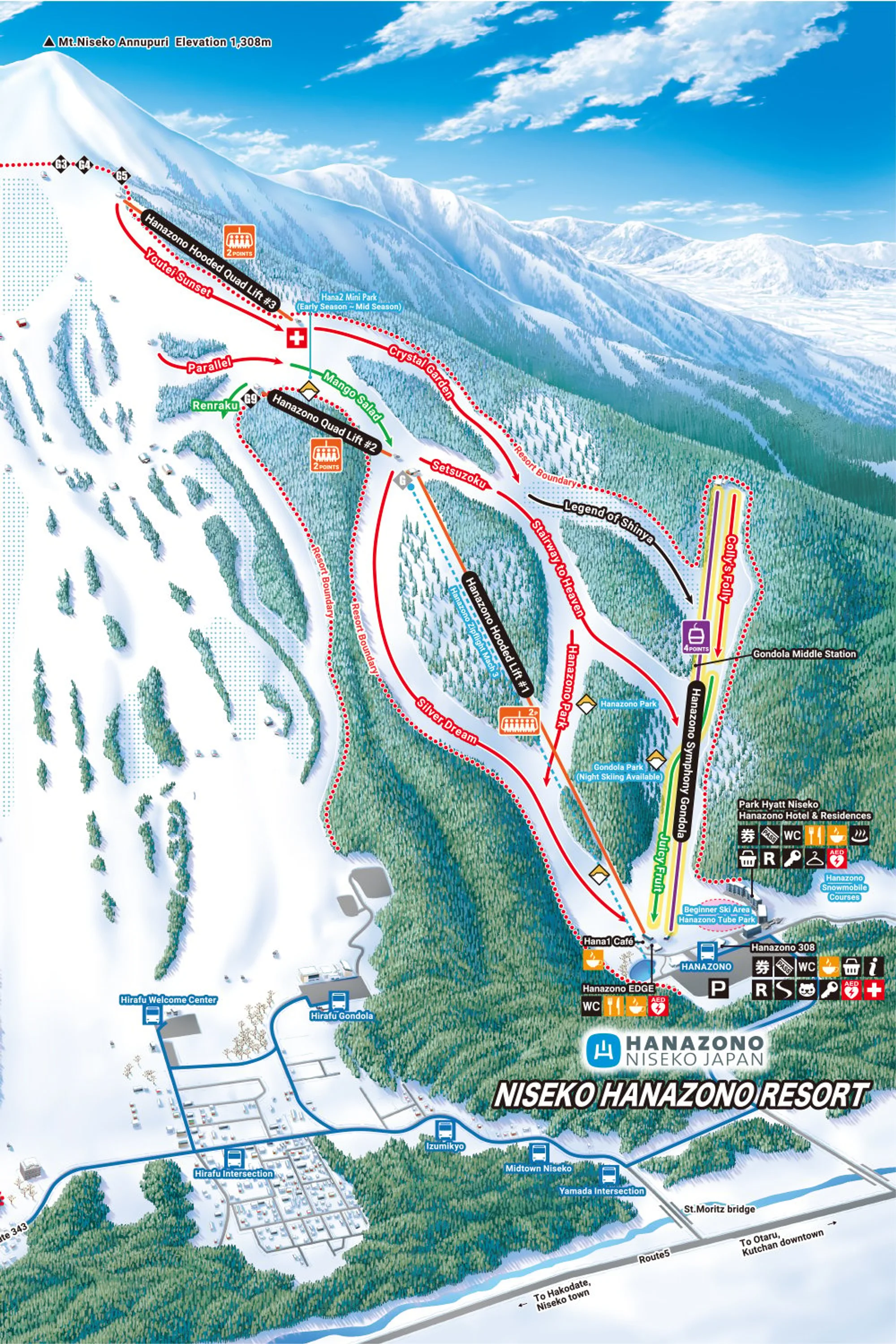 Hanazono ski map