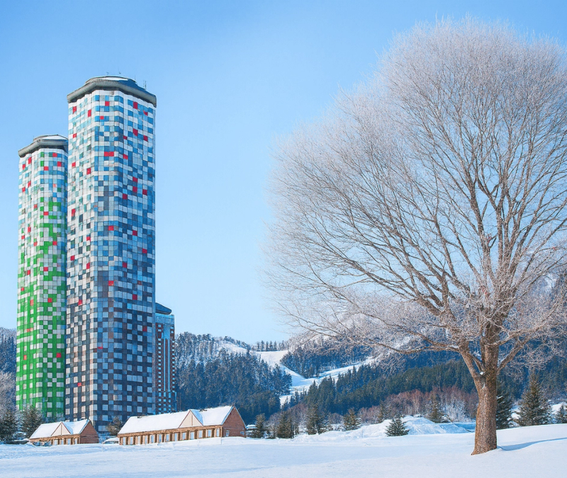 Tomamu Resort with the Tower buildings dominating the skyline