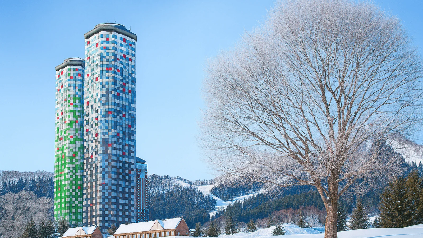 Tomamu Resort with the Tower buildings dominating the skyline