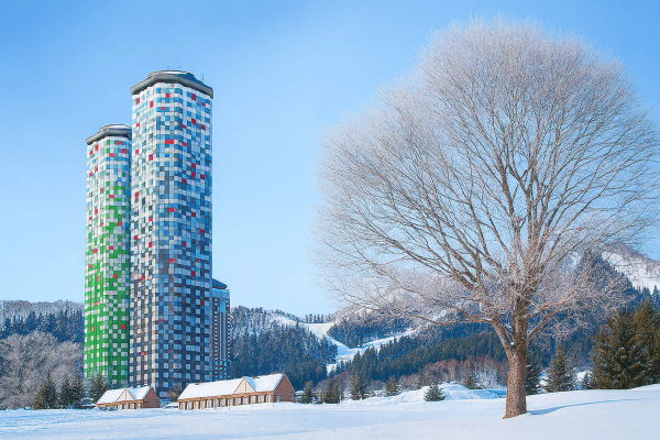 Tomamu Resort with the Tower buildings dominating the skyline