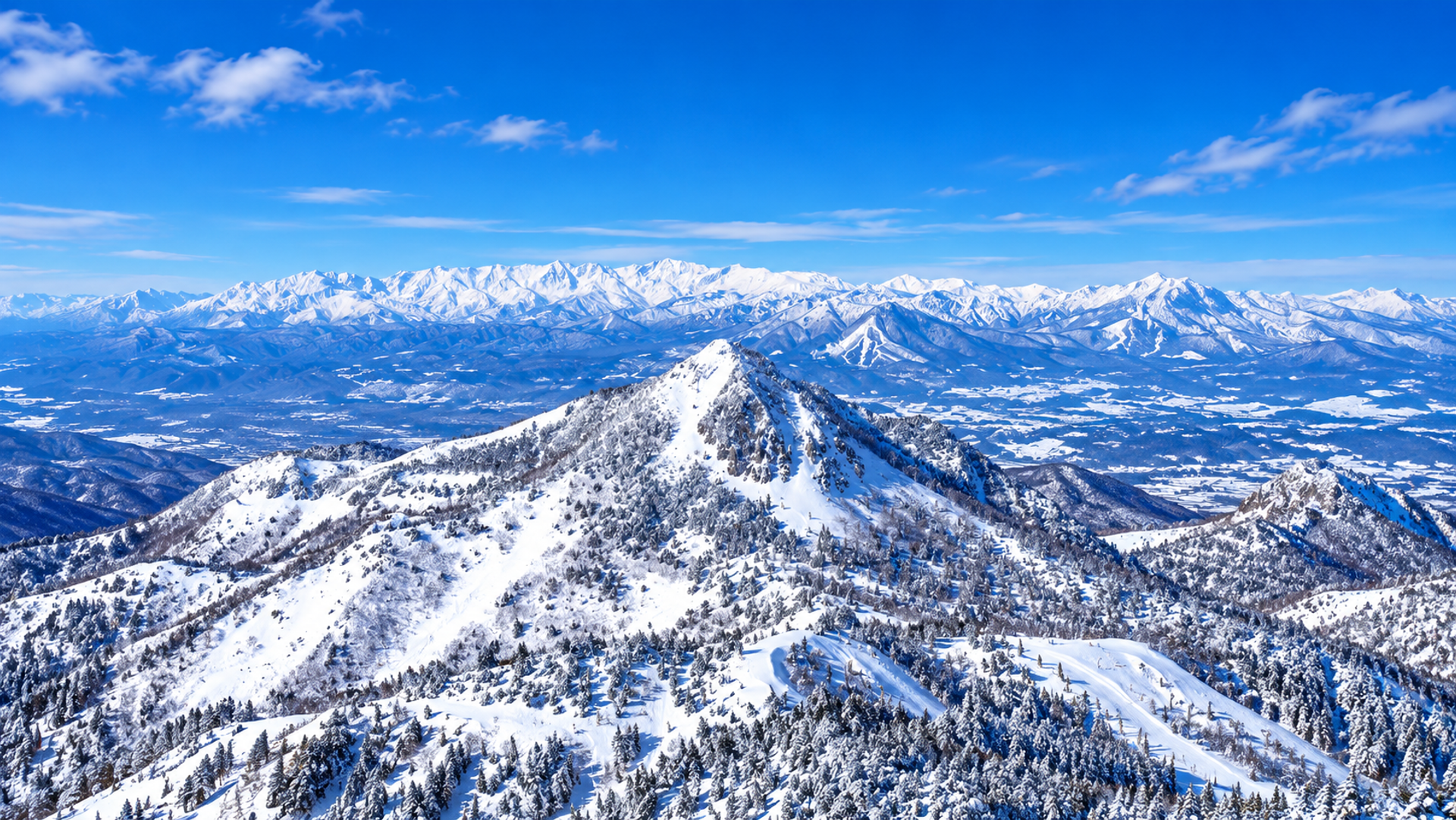 aerial view of the Shiga mountain range