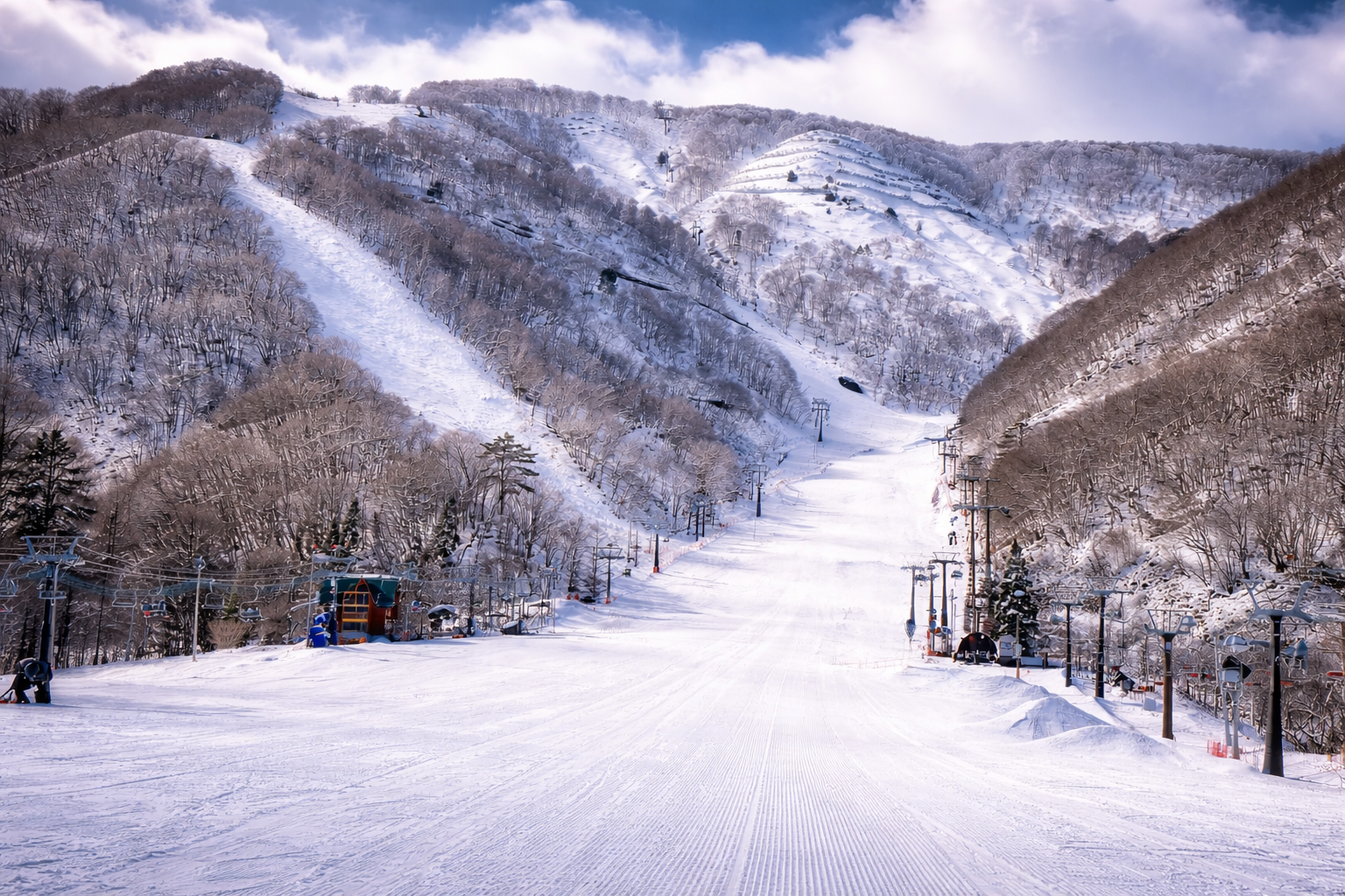 Hakuba Goryu Ski Resort: View up the mountain 