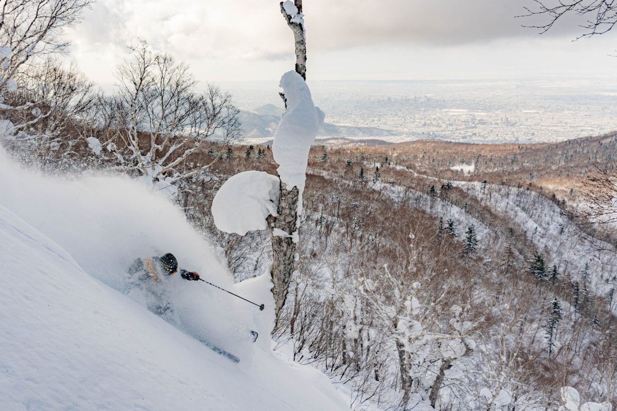 skier in the whiteroom, backcountry at Sapporo Teine