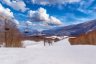 View of the valley and ski run at Amihari Onsen Ski Resort
