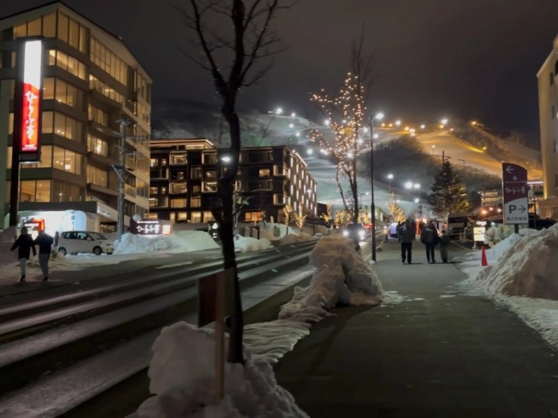 Streets of Niseko at night