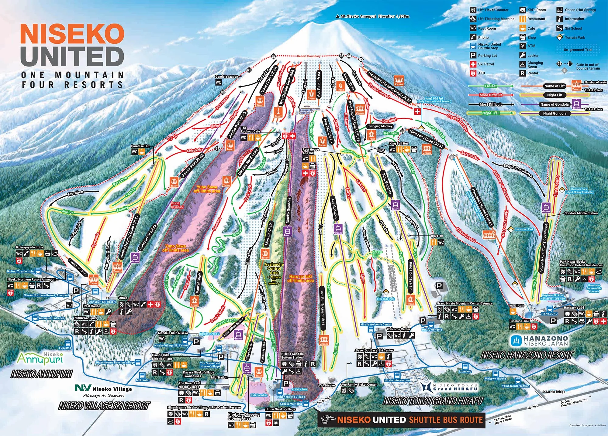 Niseko United ski and trial map