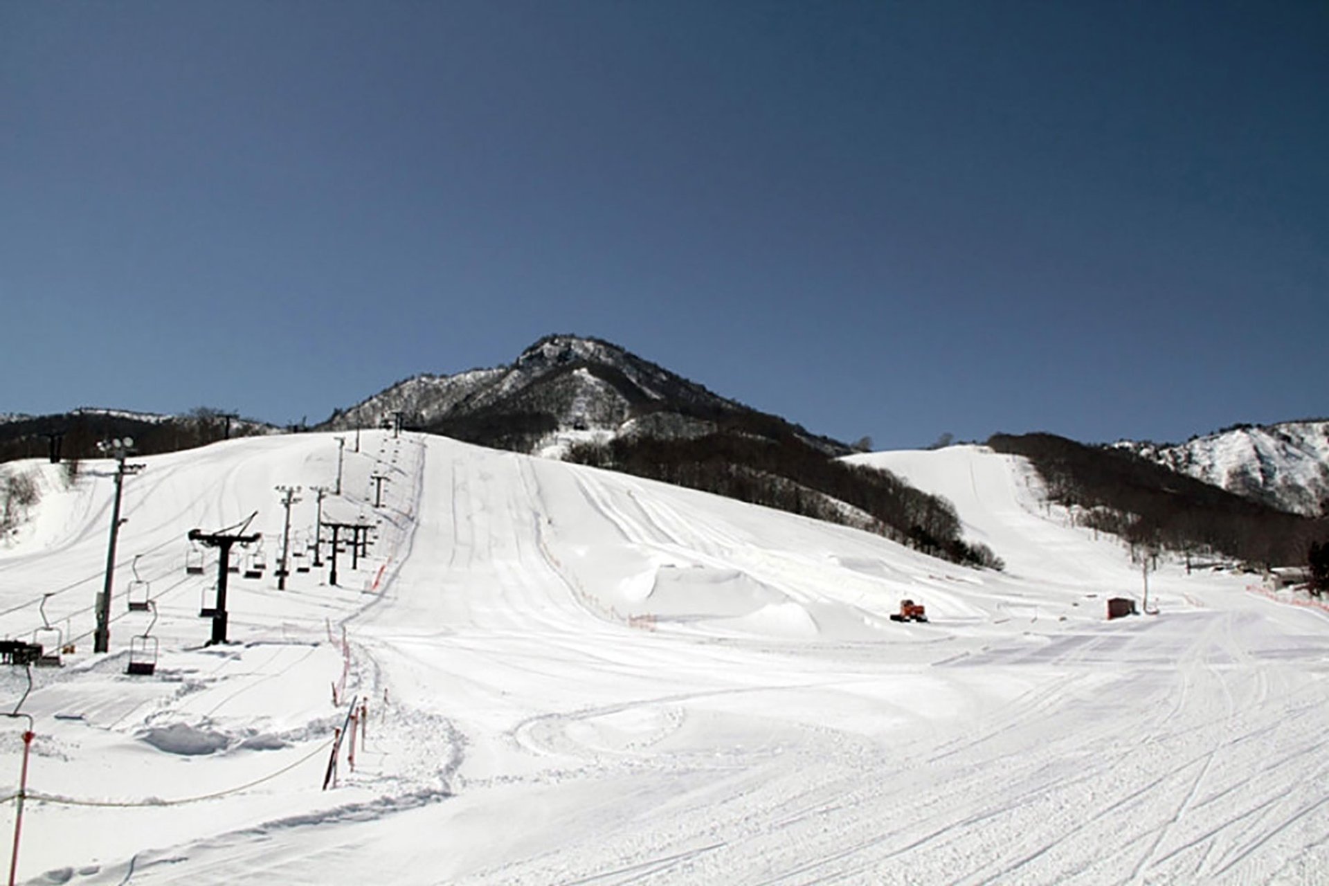 View looking up at Aizu Kogen Daikura piste runs