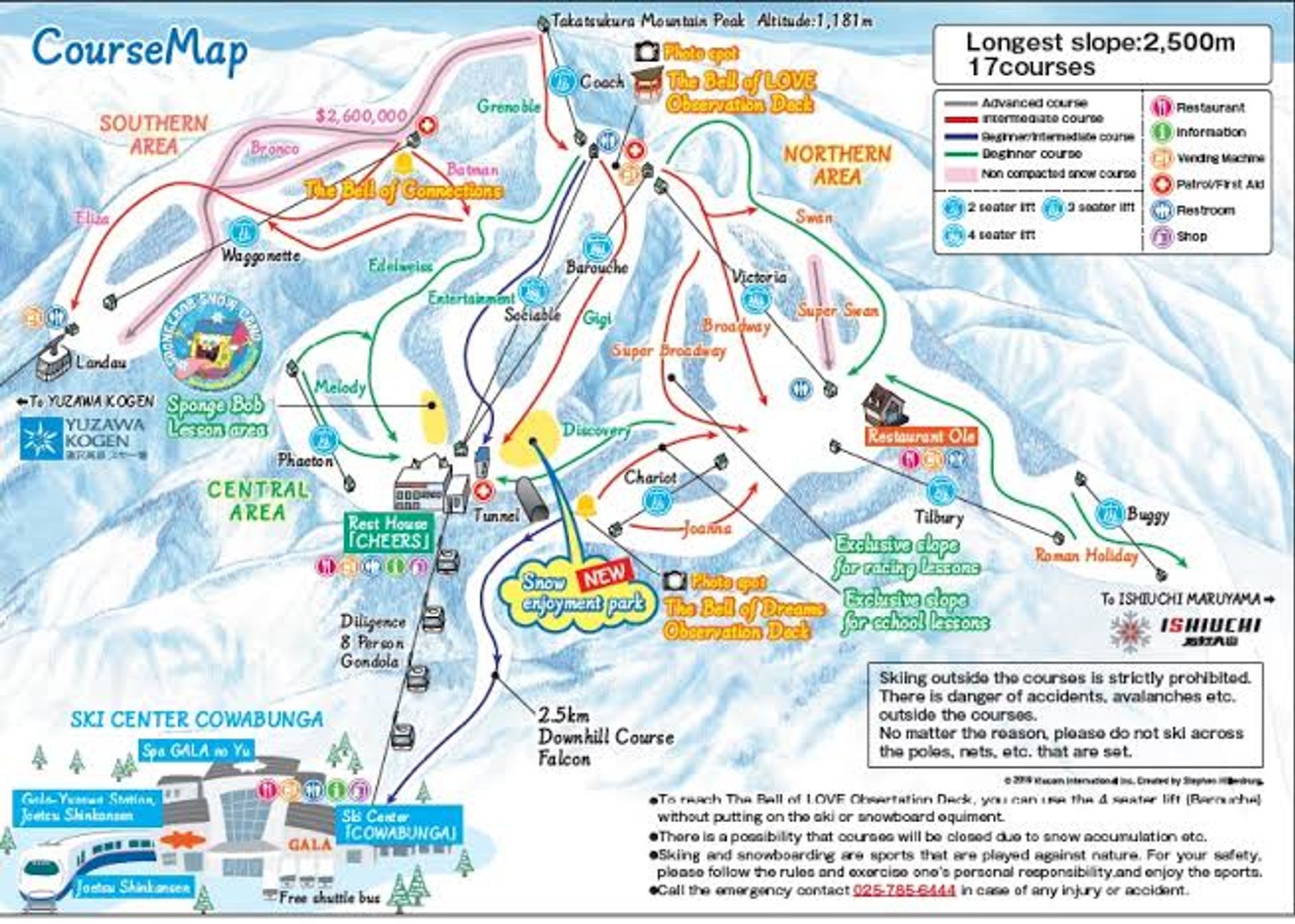 Yuzawa Park ski map