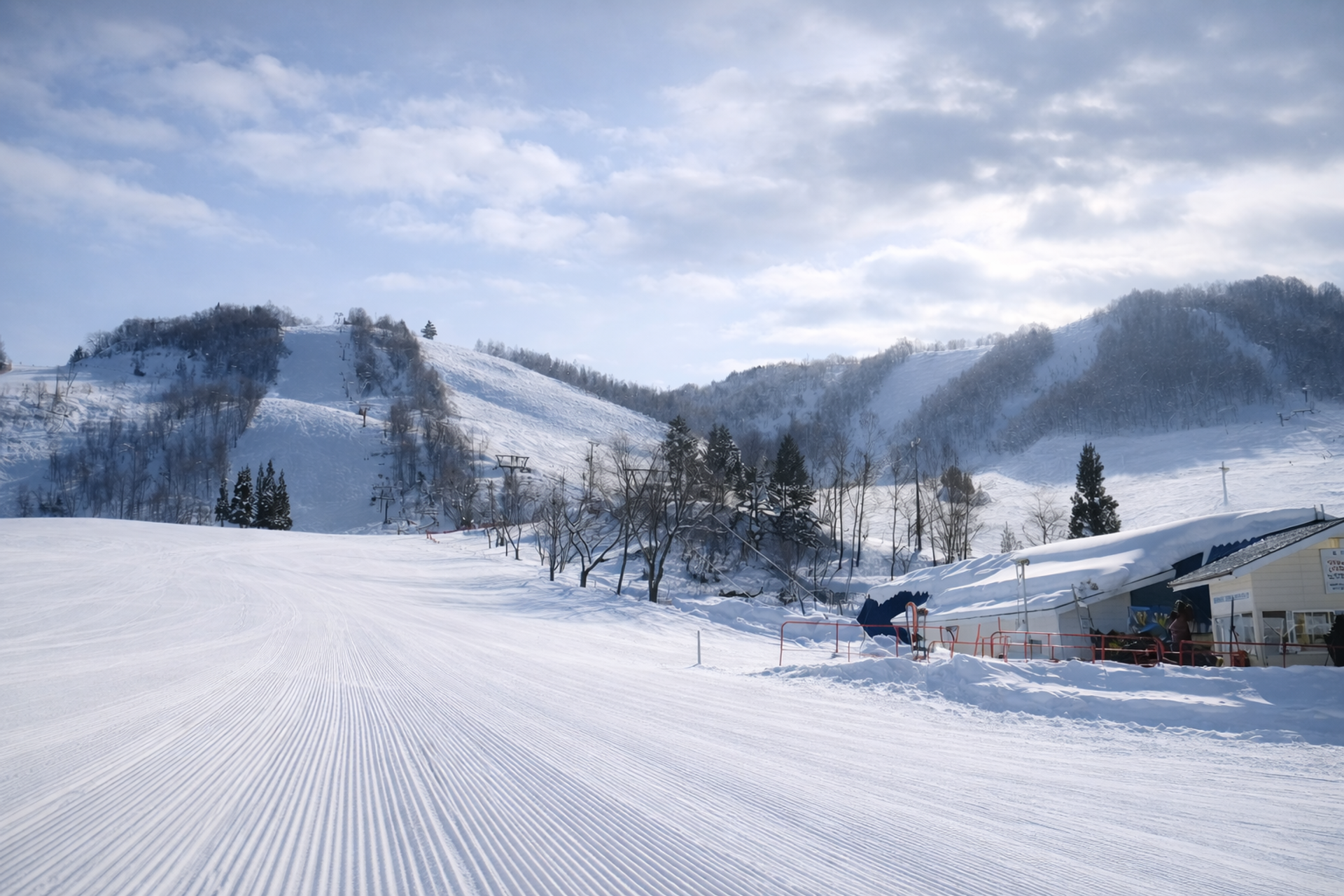 Pristine morning with fresh groomers at Honoki Daira Ski Resort