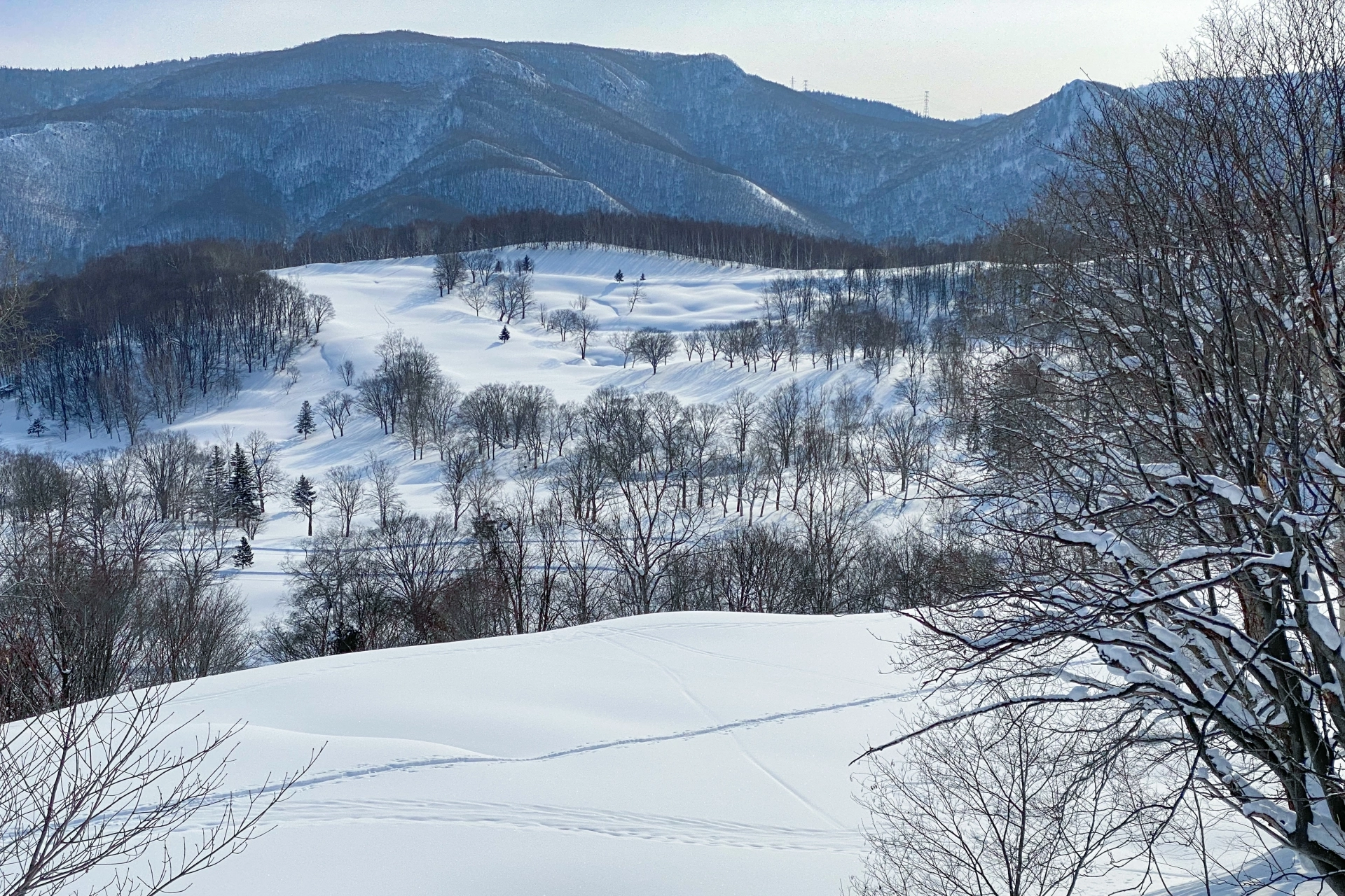 hills covered in snow at Asari