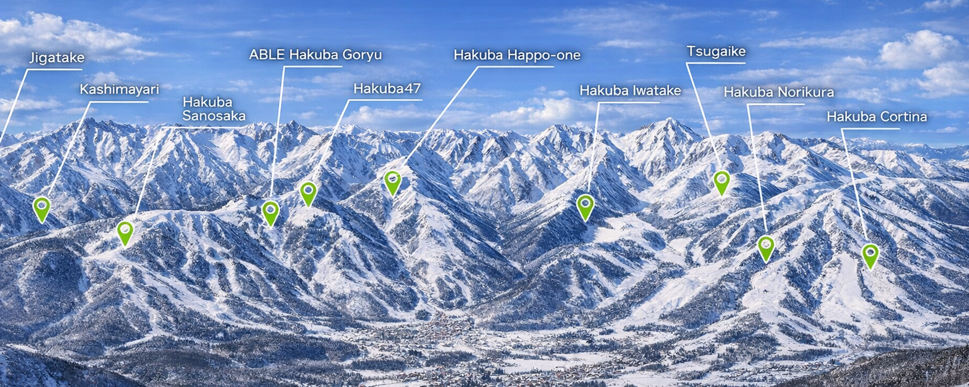 Map and names of Hakuba Valley