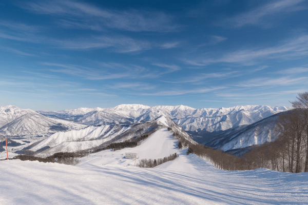 Looking down over Kandatsu Snow Resort