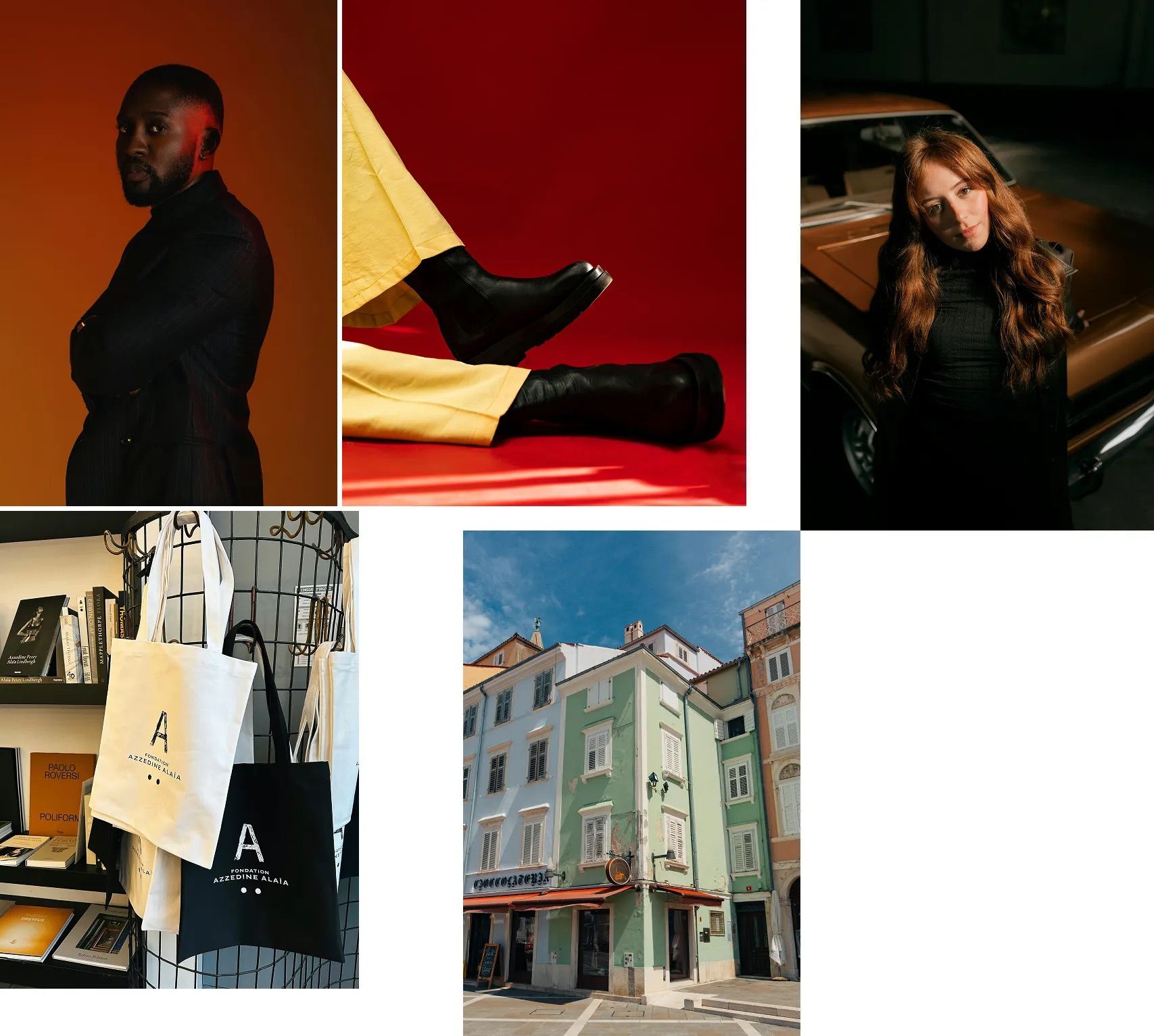 Collage input with building, people, and accessories