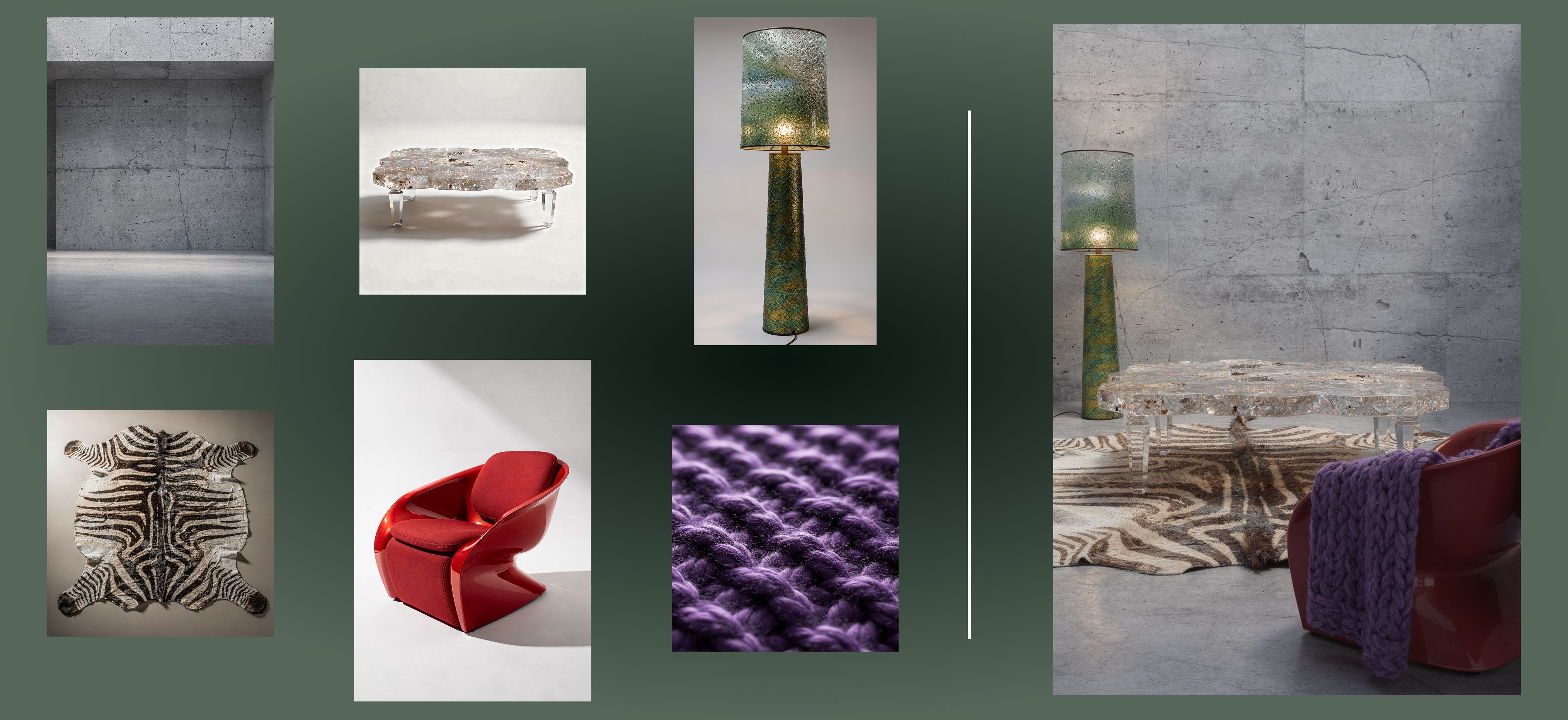 Interior design combining furniture and textures from multiple reference images