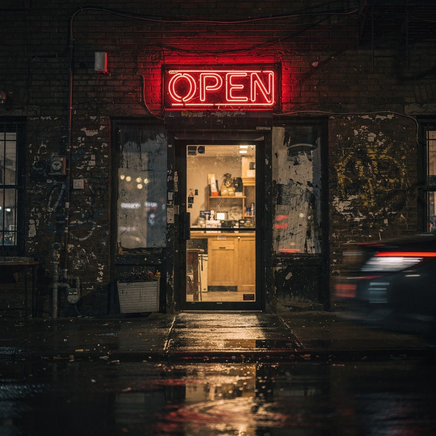 'Open' neon sign