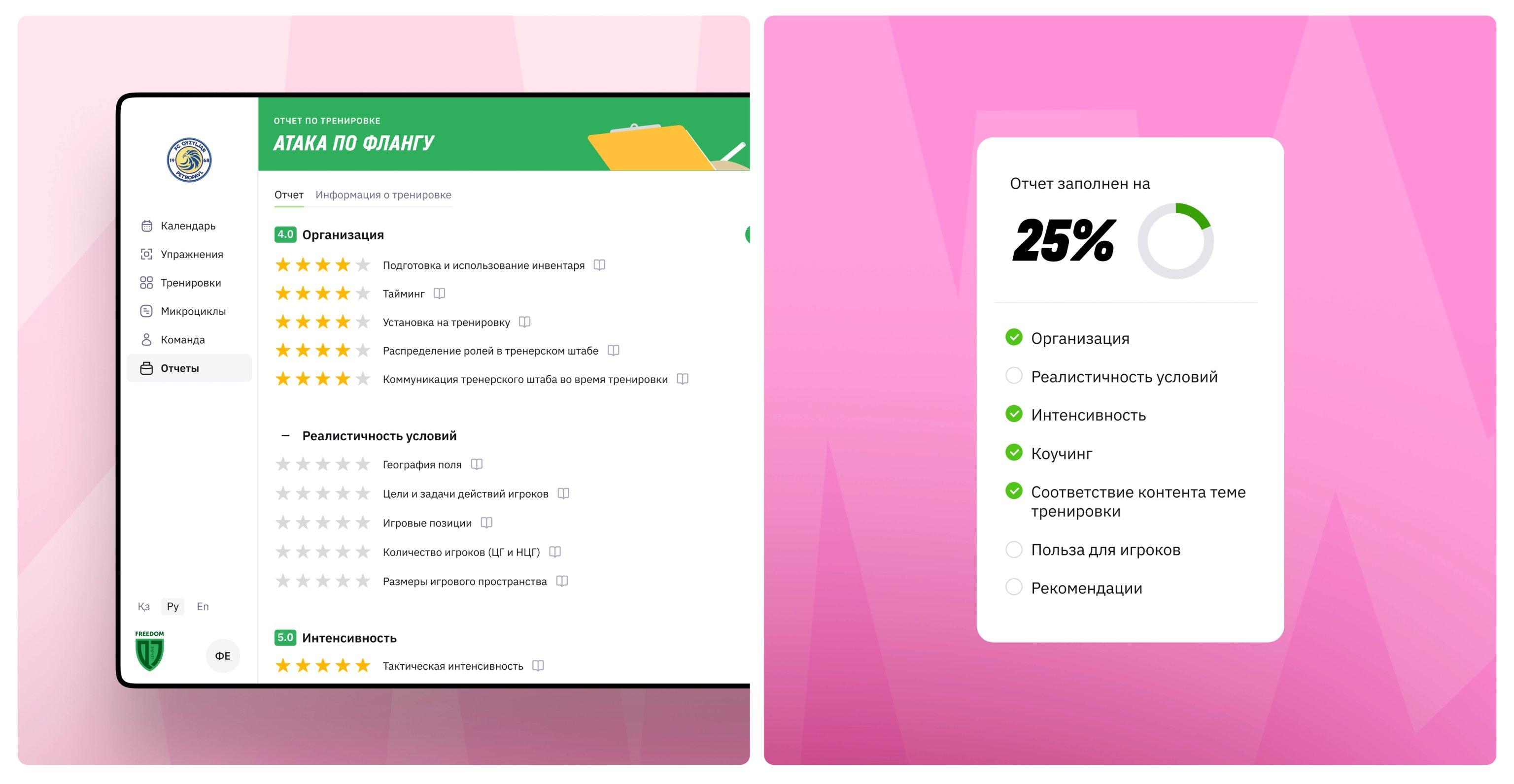 Интерфейс отчётов в FF Manager