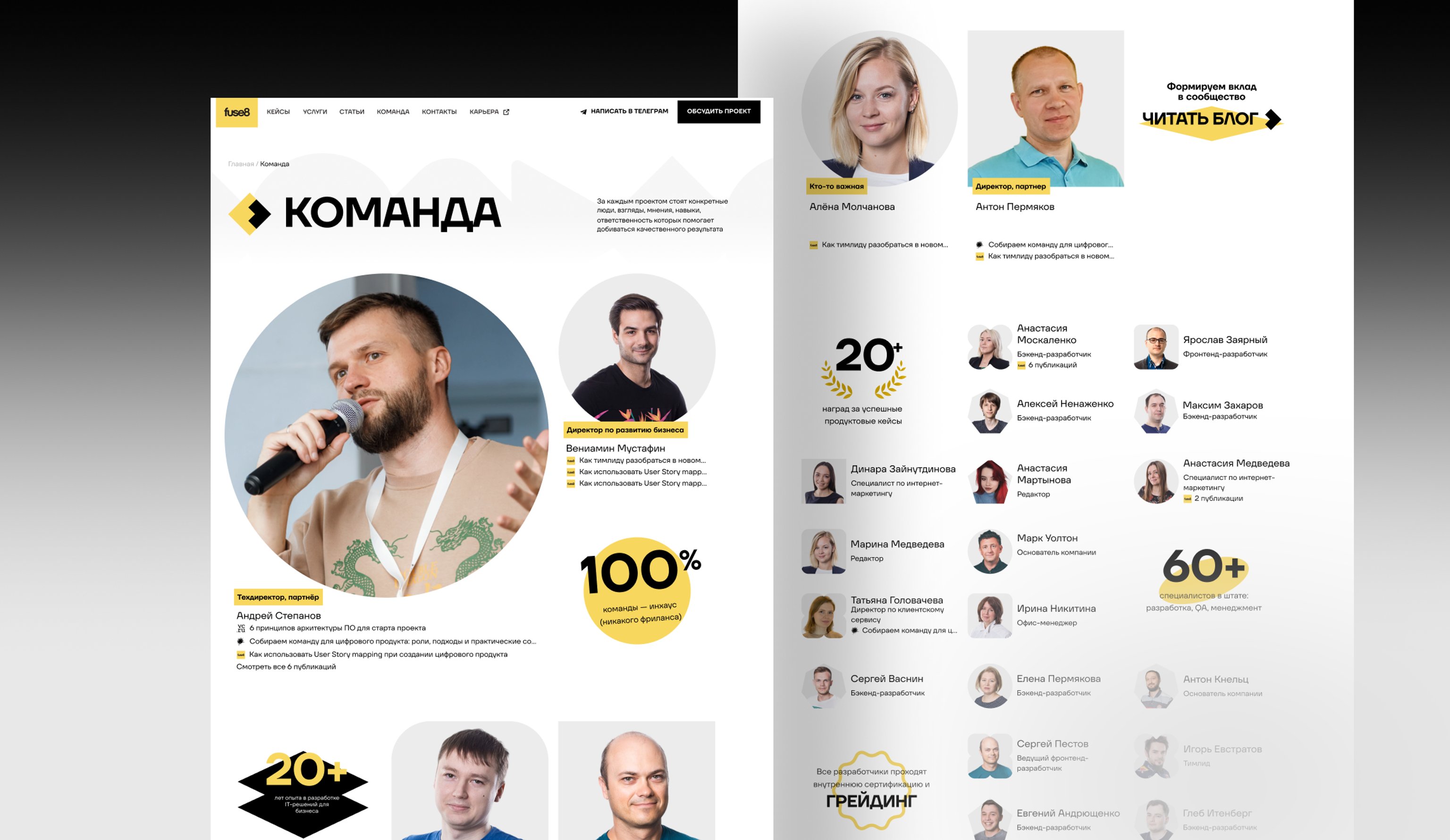 Элементы оформления страницы «Команда»