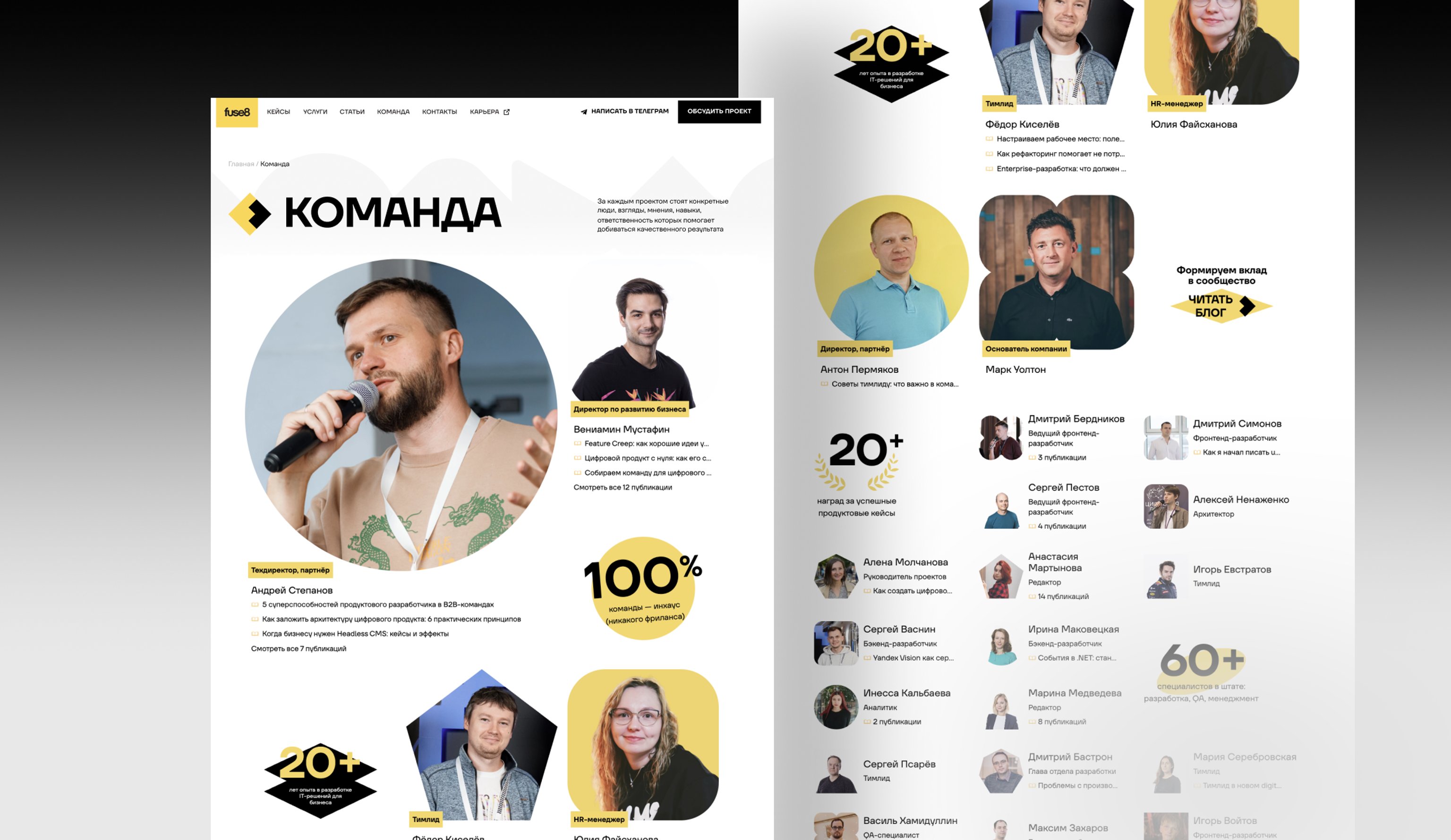Элементы оформления страницы «Команда»
