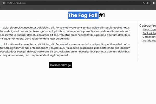 Link HTML First Page to HTML Second Page: Output