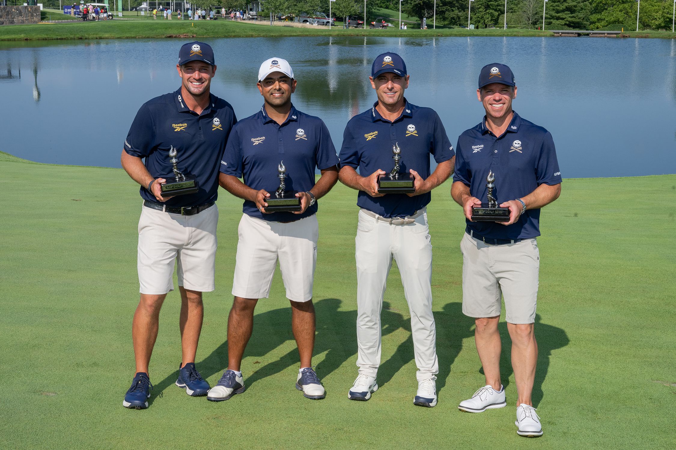 Crushers GC pose with trophies at LIV Golf New York