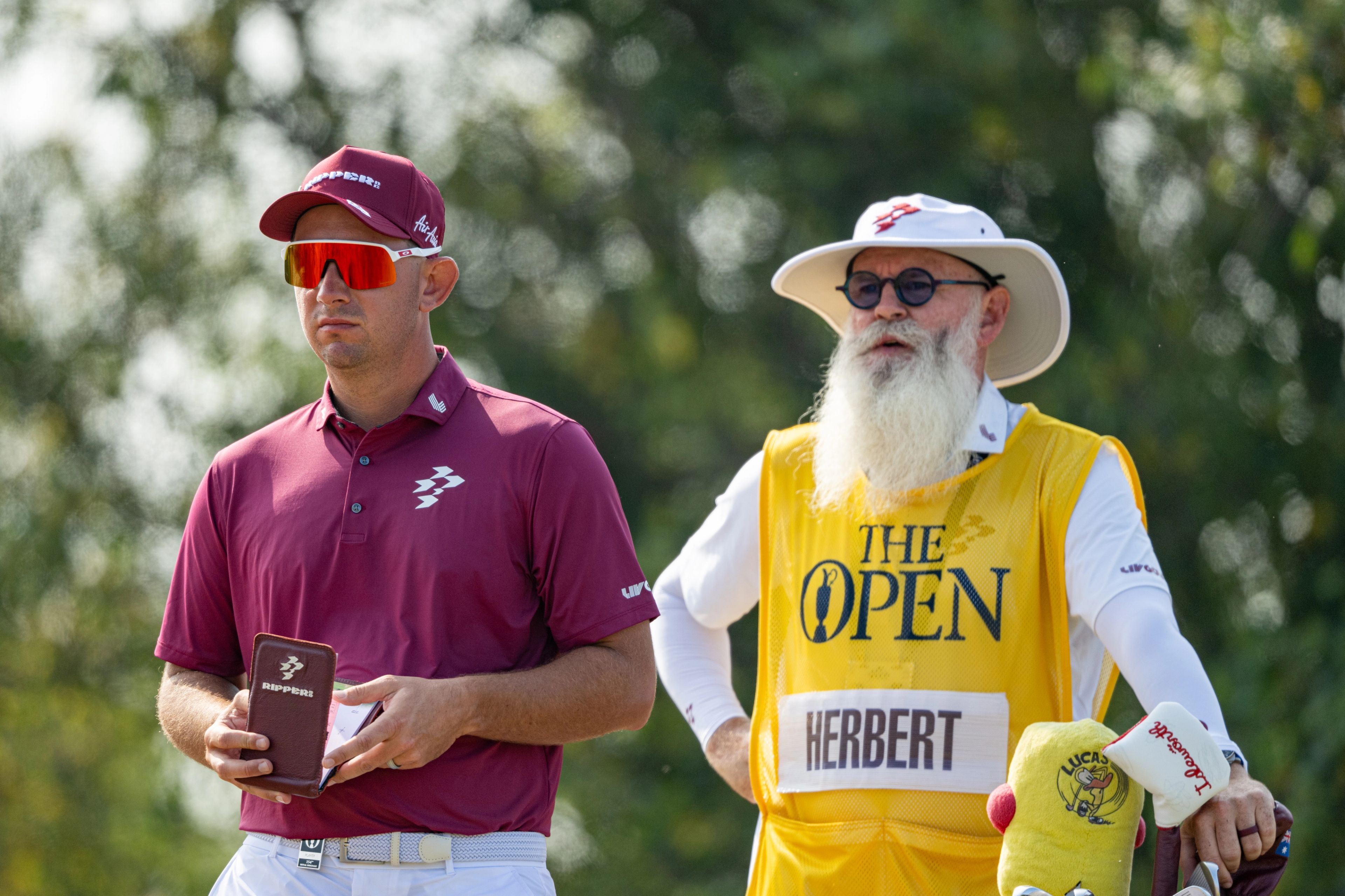 Lucas Herbert and caddie Nick Pugh at The Open in 2026.