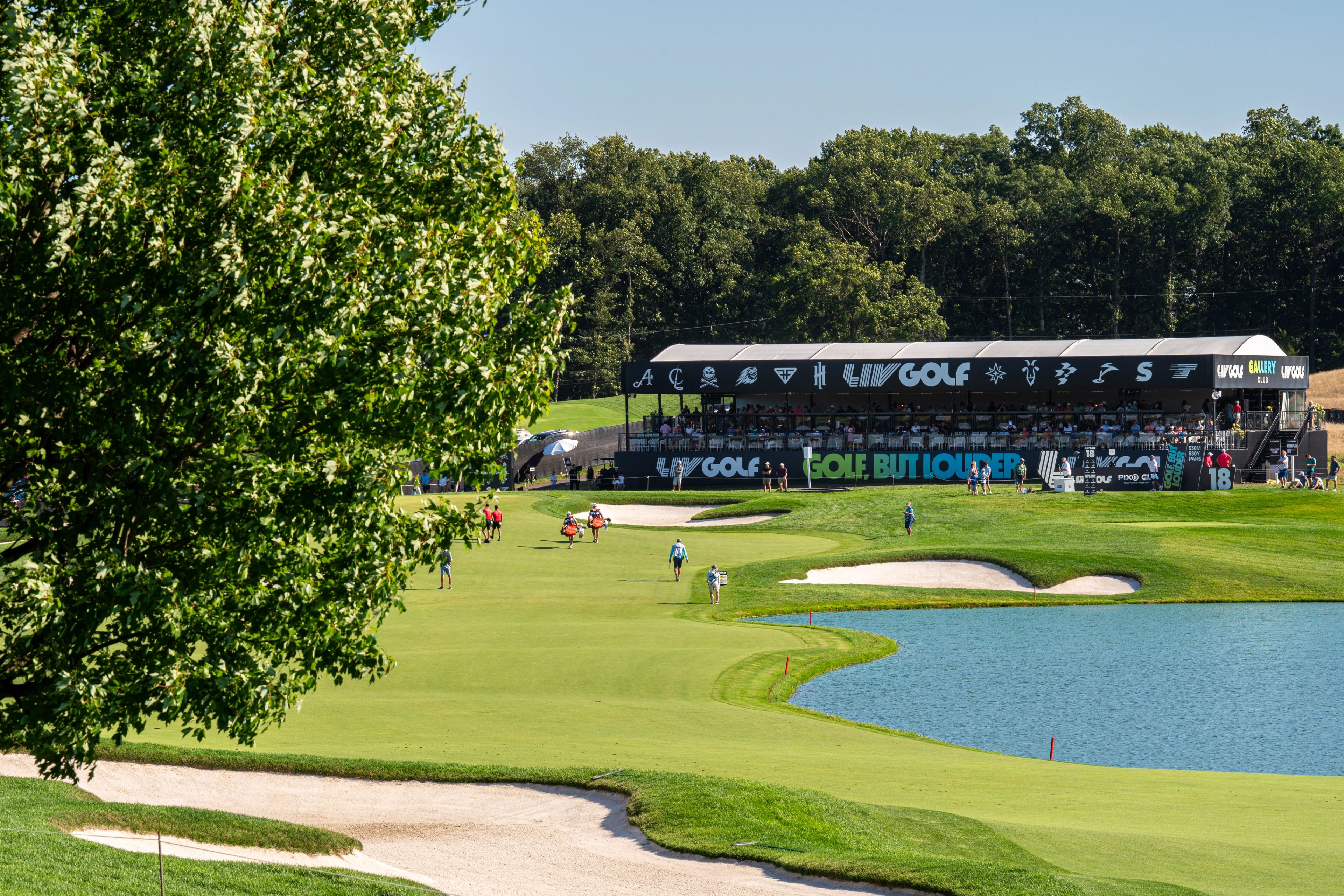A view of the 17th hole at Bedminster in 2023.