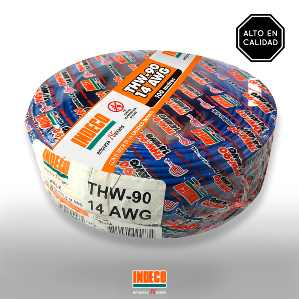 CABLE THW-90 PLUS 450/750V 14 AWG AZUL 100 METROS 