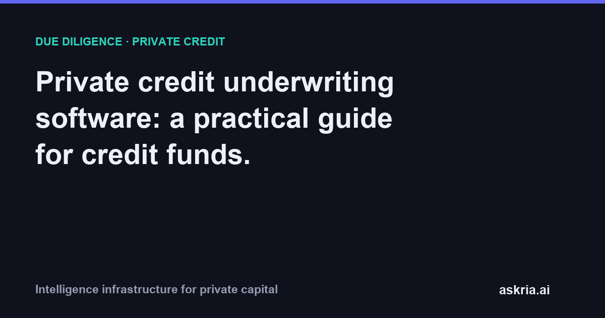A practical guide to private credit underwriting software covering borrower analysis, covenants, credit memos, and portfolio monitoring
