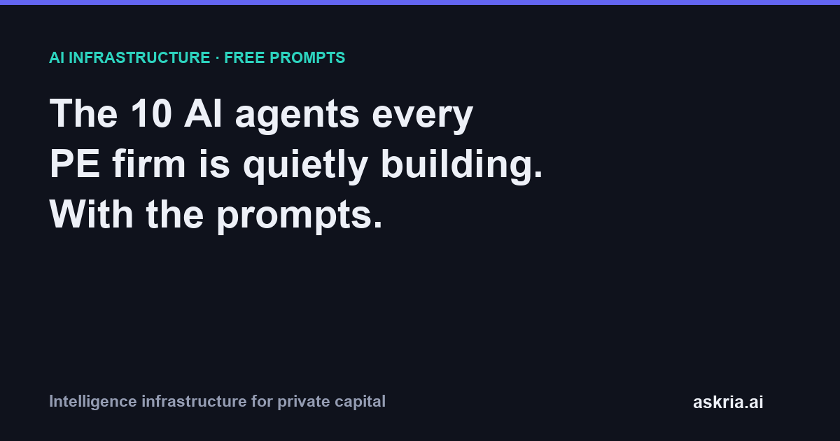 The 10 specialised AI agents PE and VC firms build for due diligence, from commercial DD to IC memo synthesis, with prompts