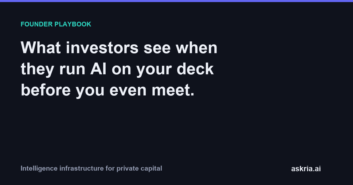 What investors see when they run AI on a founder's pitch deck before the first meeting, including the checks and red flags