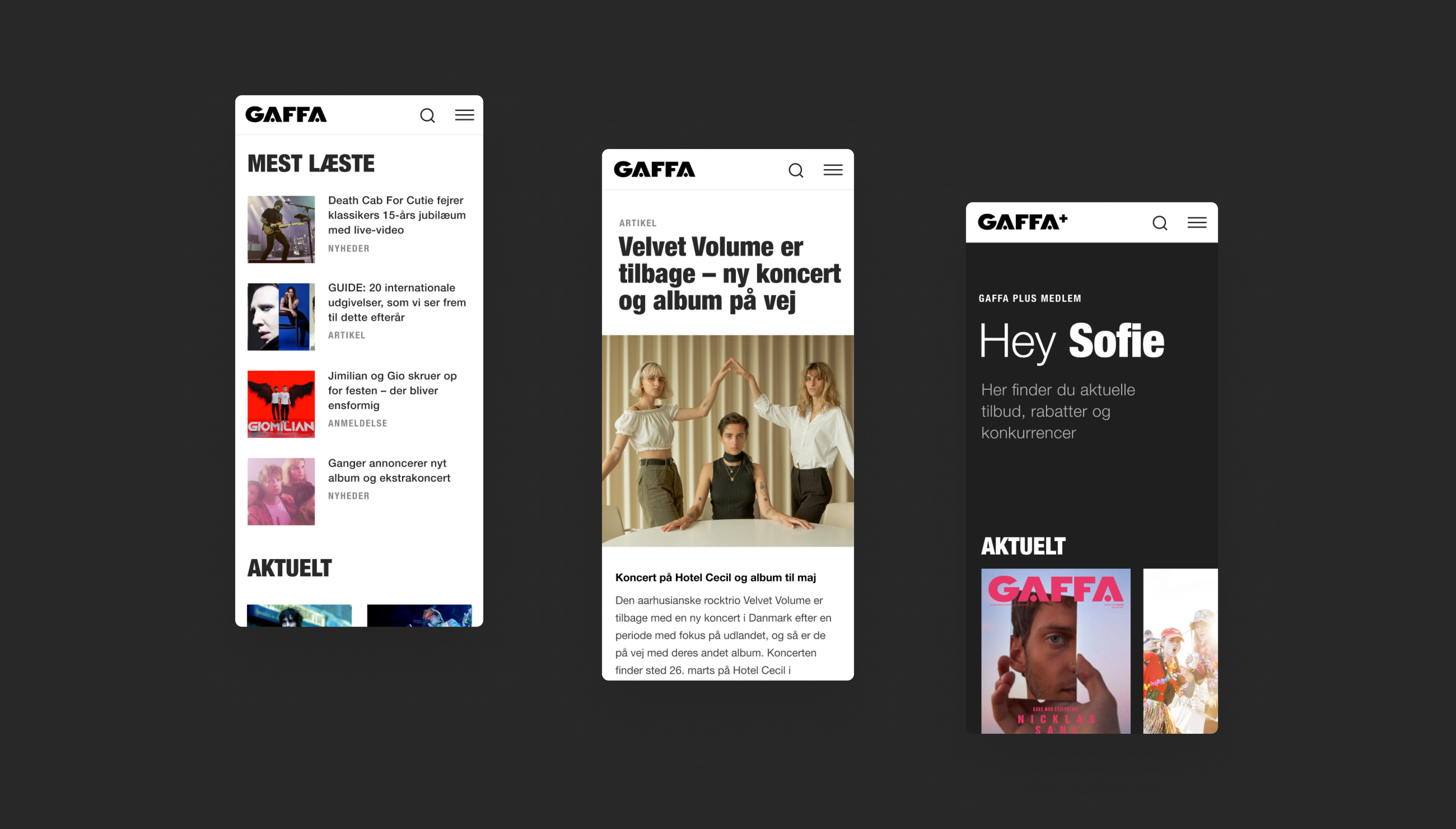 3 mobile layouts