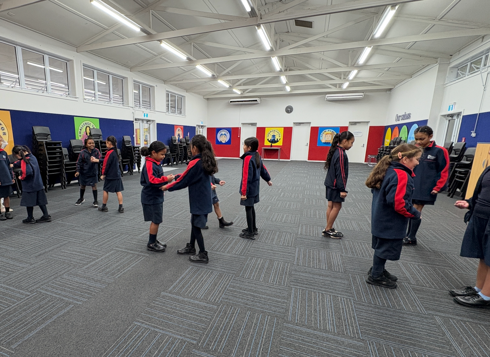 Students practicing karate