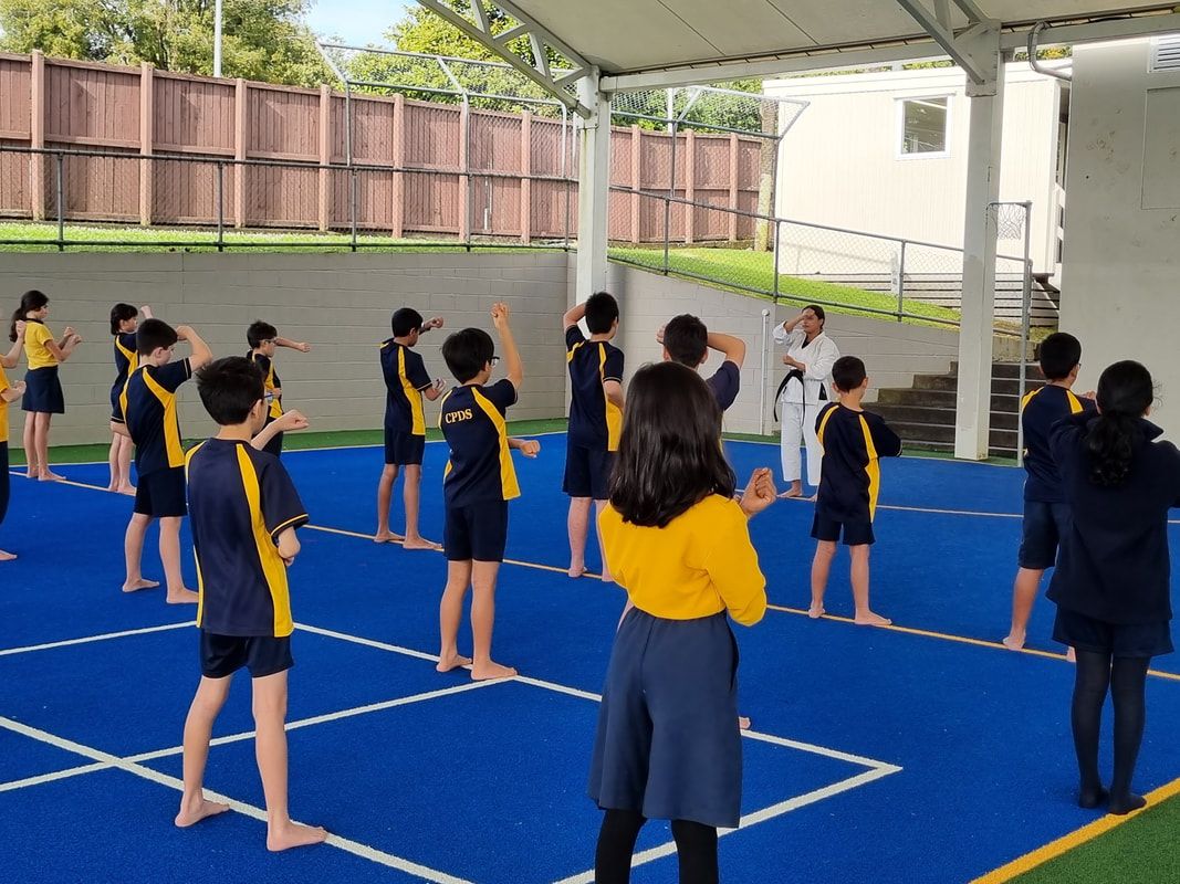 Students learning self-defense techniques