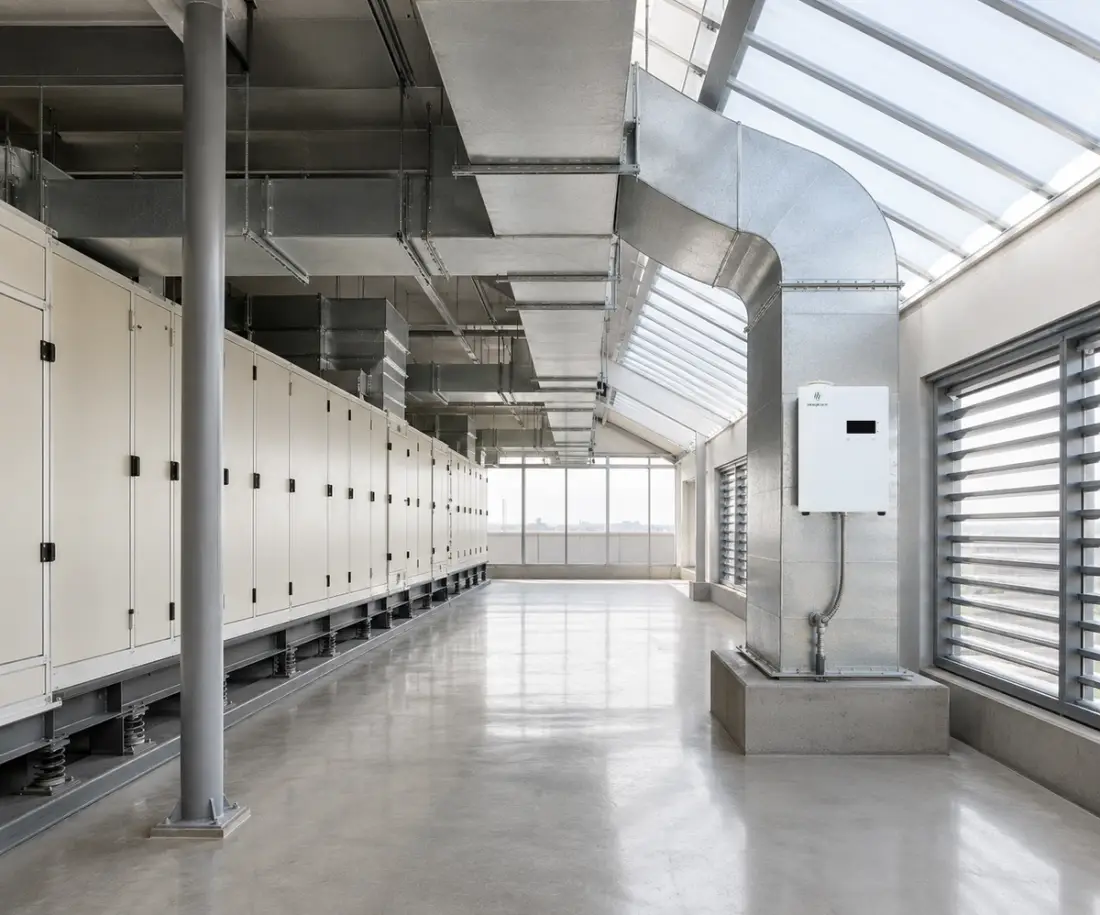 HVAC-integrated diffusion module in a plant room